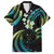 Hawaii Map Kanaka Maoli Family Matching Long Sleeve Bodycon Dress and Hawaiian Shirt Fantastic Frangipani Chartreuse Cyan