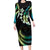 Hawaii Map Kanaka Maoli Family Matching Long Sleeve Bodycon Dress and Hawaiian Shirt Fantastic Frangipani Chartreuse Cyan