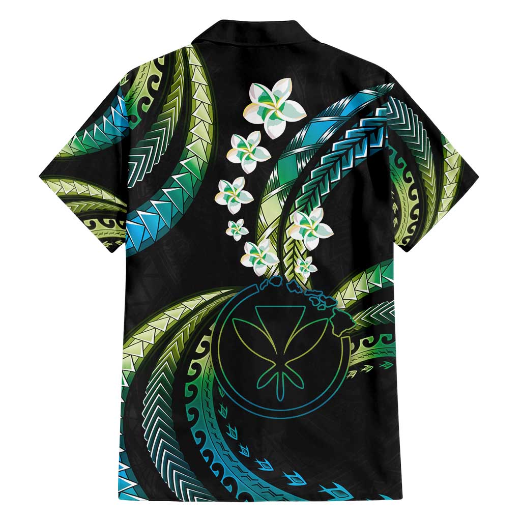 Hawaii Map Kanaka Maoli Family Matching Off Shoulder Maxi Dress and Hawaiian Shirt Fantastic Frangipani Chartreuse Cyan