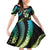 Hawaii Map Kanaka Maoli Family Matching Off Shoulder Short Dress and Hawaiian Shirt Fantastic Frangipani Chartreuse Cyan