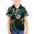 Hawaii Map Kanaka Maoli Family Matching Short Sleeve Bodycon Dress and Hawaiian Shirt Fantastic Frangipani Chartreuse Cyan