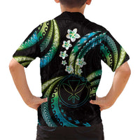 Hawaii Map Kanaka Maoli Family Matching Summer Maxi Dress and Hawaiian Shirt Fantastic Frangipani Chartreuse Cyan