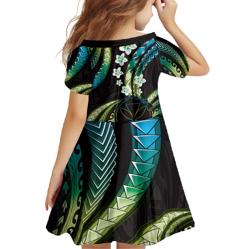 Hawaii Map Kanaka Maoli Family Matching Summer Maxi Dress and Hawaiian Shirt Fantastic Frangipani Chartreuse Cyan