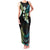 Hawaii Map Kanaka Maoli Family Matching Tank Maxi Dress and Hawaiian Shirt Fantastic Frangipani Chartreuse Cyan