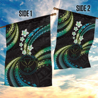 Hawaii Map Kanaka Maoli Garden Flag Fantastic Frangipani Chartreuse Cyan