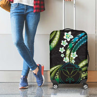 Hawaii Map Kanaka Maoli Luggage Cover Fantastic Frangipani Chartreuse Cyan