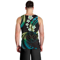 Hawaii Map Kanaka Maoli Men Tank Top Fantastic Frangipani Chartreuse Cyan