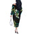 Hawaii Map Kanaka Maoli Off The Shoulder Long Sleeve Dress Fantastic Frangipani Chartreuse Cyan
