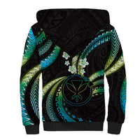 Hawaii Map Kanaka Maoli Sherpa Hoodie Fantastic Frangipani Chartreuse Cyan