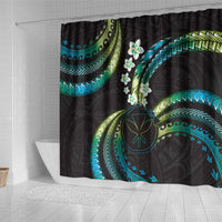 Hawaii Map Kanaka Maoli Shower Curtain Fantastic Frangipani Chartreuse Cyan