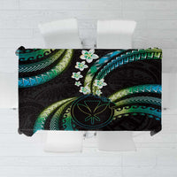 Hawaii Map Kanaka Maoli Tablecloth Fantastic Frangipani Chartreuse Cyan