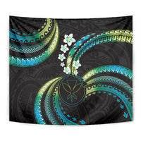 Hawaii Map Kanaka Maoli Tapestry Fantastic Frangipani Chartreuse Cyan