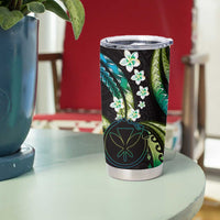 Hawaii Map Kanaka Maoli Tumbler Cup Fantastic Frangipani Chartreuse Cyan