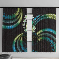 Hawaii Map Kanaka Maoli Window Curtain Fantastic Frangipani Chartreuse Cyan