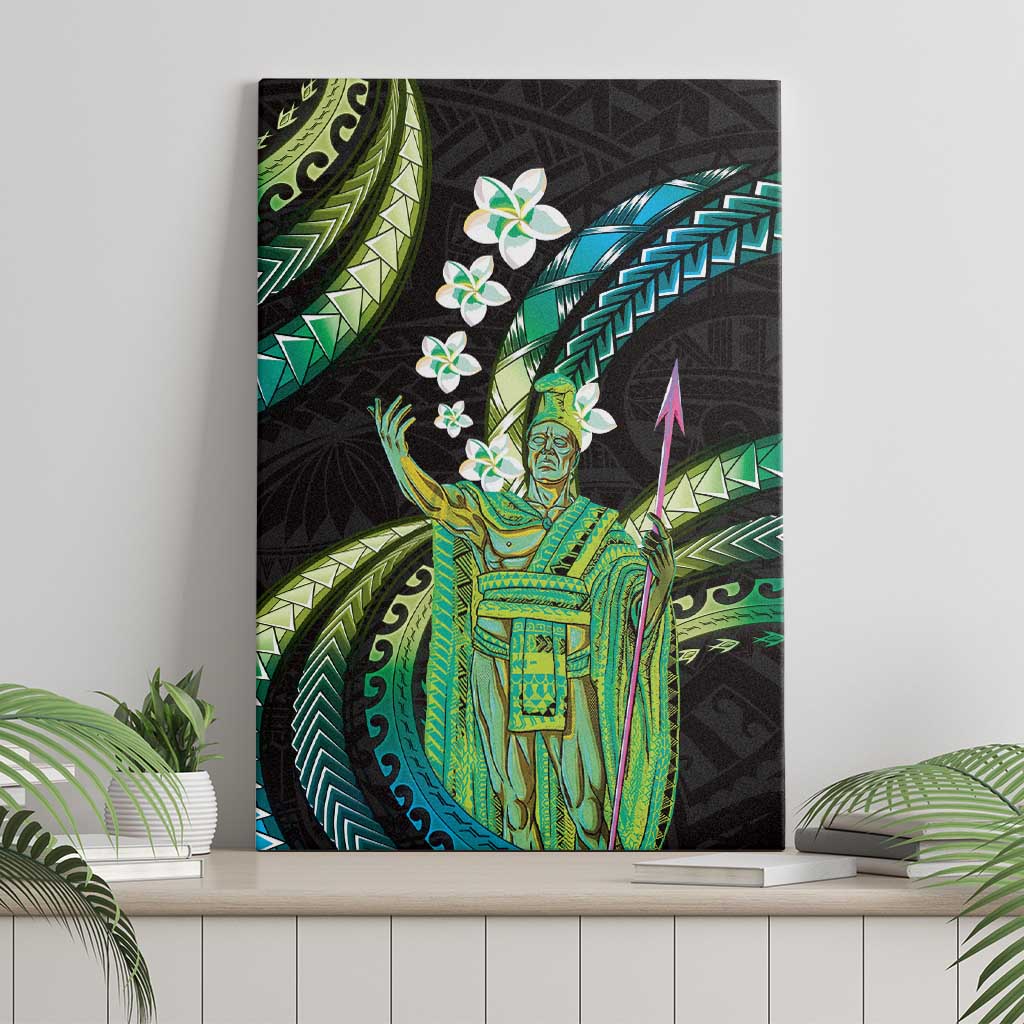 Hawaii King Kamehameha Canvas Wall Art Fantastic Plumeria Chartreuse Cyan