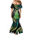 Hawaii King Kamehameha Family Matching Mermaid Dress and Hawaiian Shirt Fantastic Plumeria Chartreuse Cyan