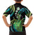 Hawaii King Kamehameha Family Matching Short Sleeve Bodycon Dress and Hawaiian Shirt Fantastic Plumeria Chartreuse Cyan