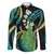Hawaii King Kamehameha Family Matching Short Sleeve Bodycon Dress and Hawaiian Shirt Fantastic Plumeria Chartreuse Cyan