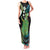 Hawaii King Kamehameha Family Matching Tank Maxi Dress and Hawaiian Shirt Fantastic Plumeria Chartreuse Cyan