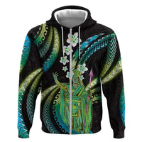 Hawaii King Kamehameha Hoodie Fantastic Plumeria Chartreuse Cyan