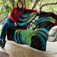 Hawaii King Kamehameha Quilt Fantastic Plumeria Chartreuse Cyan