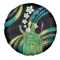 Hawaii King Kamehameha Spare Tire Cover Fantastic Plumeria Chartreuse Cyan