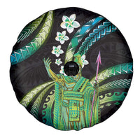 Hawaii King Kamehameha Spare Tire Cover Fantastic Plumeria Chartreuse Cyan