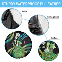 Hawaii King Kamehameha Spare Tire Cover Fantastic Plumeria Chartreuse Cyan