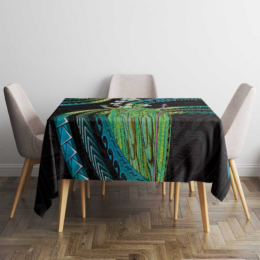 Hawaii King Kamehameha Tablecloth Fantastic Plumeria Chartreuse Cyan