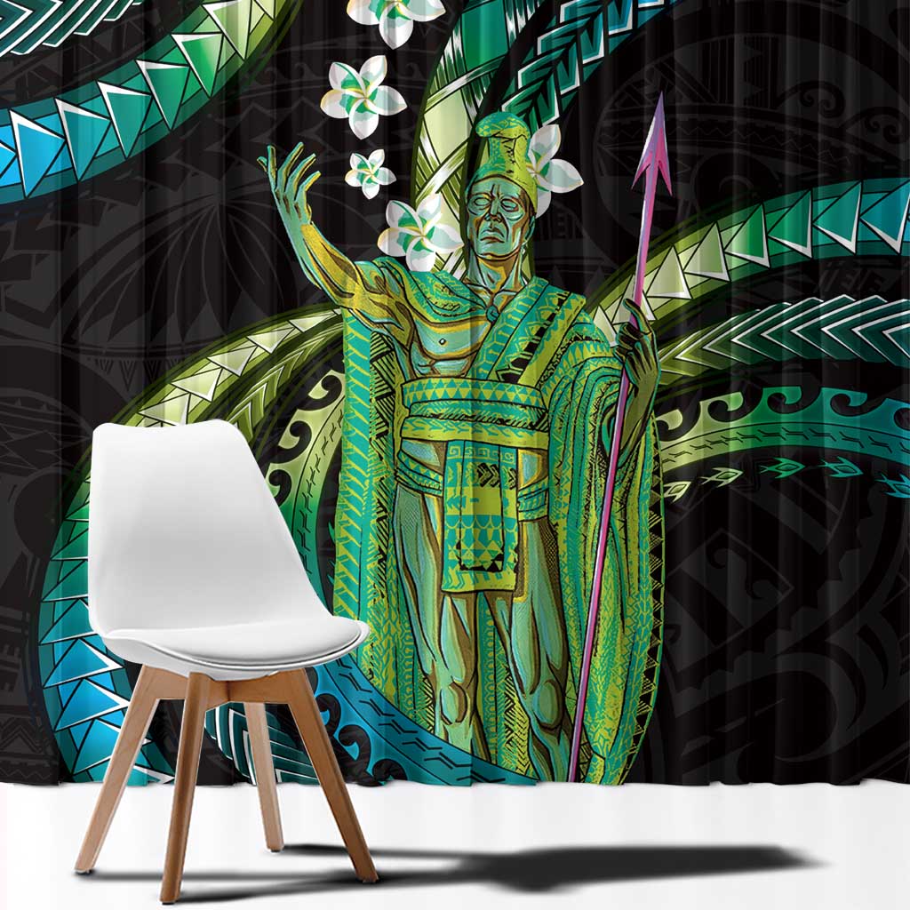 Hawaii King Kamehameha Window Curtain Fantastic Plumeria Chartreuse Cyan