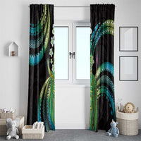 Hawaii King Kamehameha Window Curtain Fantastic Plumeria Chartreuse Cyan