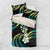 Hawaii Plumeria Bedding Set Chartreuse Cyan Polynesian Pattern