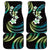 Hawaii Plumeria Car Mats Chartreuse Cyan Polynesian Pattern