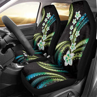 Hawaii Plumeria Car Seat Cover Chartreuse Cyan Polynesian Pattern