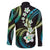 Hawaii Plumeria Family Matching Short Sleeve Bodycon Dress and Hawaiian Shirt Chartreuse Cyan Polynesian Pattern