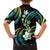 Hawaii Plumeria Family Matching Tank Maxi Dress and Hawaiian Shirt Chartreuse Cyan Polynesian Pattern