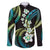 Hawaii Plumeria Family Matching Tank Maxi Dress and Hawaiian Shirt Chartreuse Cyan Polynesian Pattern