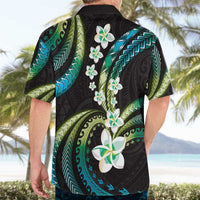 Hawaii Plumeria Hawaiian Shirt Chartreuse Cyan Polynesian Pattern