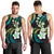 Hawaii Plumeria Men Tank Top Chartreuse Cyan Polynesian Pattern