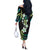 Hawaii Plumeria Off The Shoulder Long Sleeve Dress Chartreuse Cyan Polynesian Pattern
