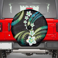 Hawaii Plumeria Spare Tire Cover Chartreuse Cyan Polynesian Pattern