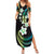 Hawaii Plumeria Summer Maxi Dress Chartreuse Cyan Polynesian Pattern