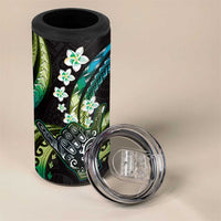 Hawaii Shaka Sign 4 in 1 Can Cooler Tumbler Fantastic Frangipani Chartreuse Cyan