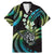 Hawaii Shaka Sign Family Matching Mermaid Dress and Hawaiian Shirt Fantastic Frangipani Chartreuse Cyan