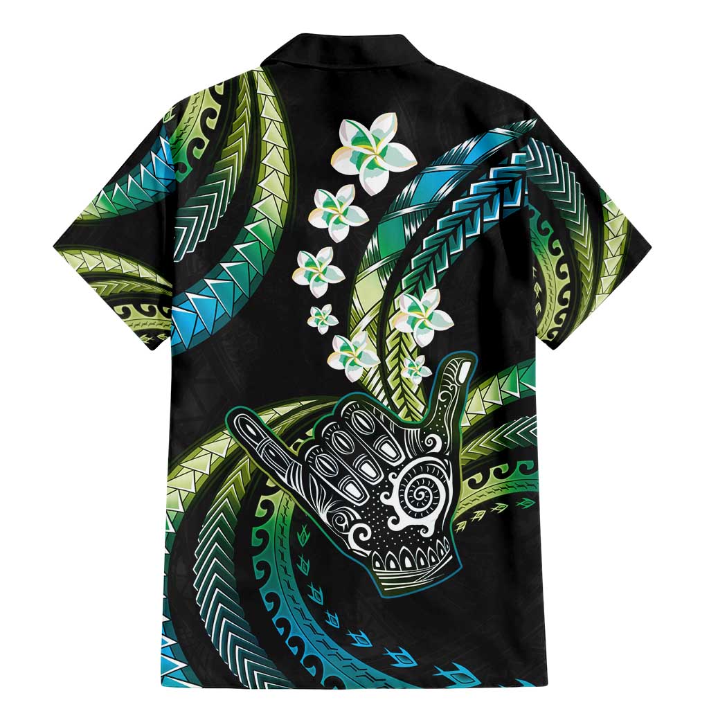 Hawaii Shaka Sign Family Matching Mermaid Dress and Hawaiian Shirt Fantastic Frangipani Chartreuse Cyan