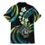 Hawaii Shaka Sign Family Matching Mermaid Dress and Hawaiian Shirt Fantastic Frangipani Chartreuse Cyan