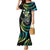 Hawaii Shaka Sign Family Matching Mermaid Dress and Hawaiian Shirt Fantastic Frangipani Chartreuse Cyan
