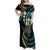 Hawaii Shaka Sign Family Matching Off Shoulder Maxi Dress and Hawaiian Shirt Fantastic Frangipani Chartreuse Cyan