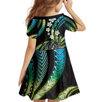 Hawaii Shaka Sign Family Matching Off Shoulder Short Dress and Hawaiian Shirt Fantastic Frangipani Chartreuse Cyan LT01 - Polynesian Pride