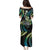 Hawaii Shaka Sign Family Matching Puletasi and Hawaiian Shirt Fantastic Frangipani Chartreuse Cyan